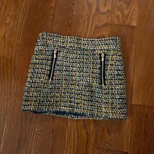 Gorgeous green, pink, & yellow w/gold sparkle threading J. Crew sz. 0 mini skirt